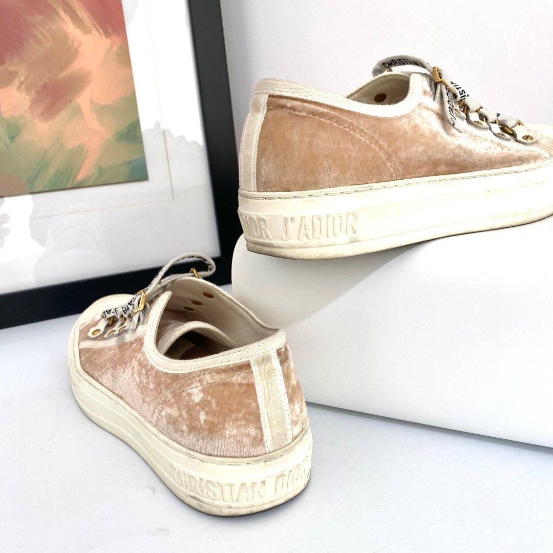 Dior pink velvet sneakers hotsell