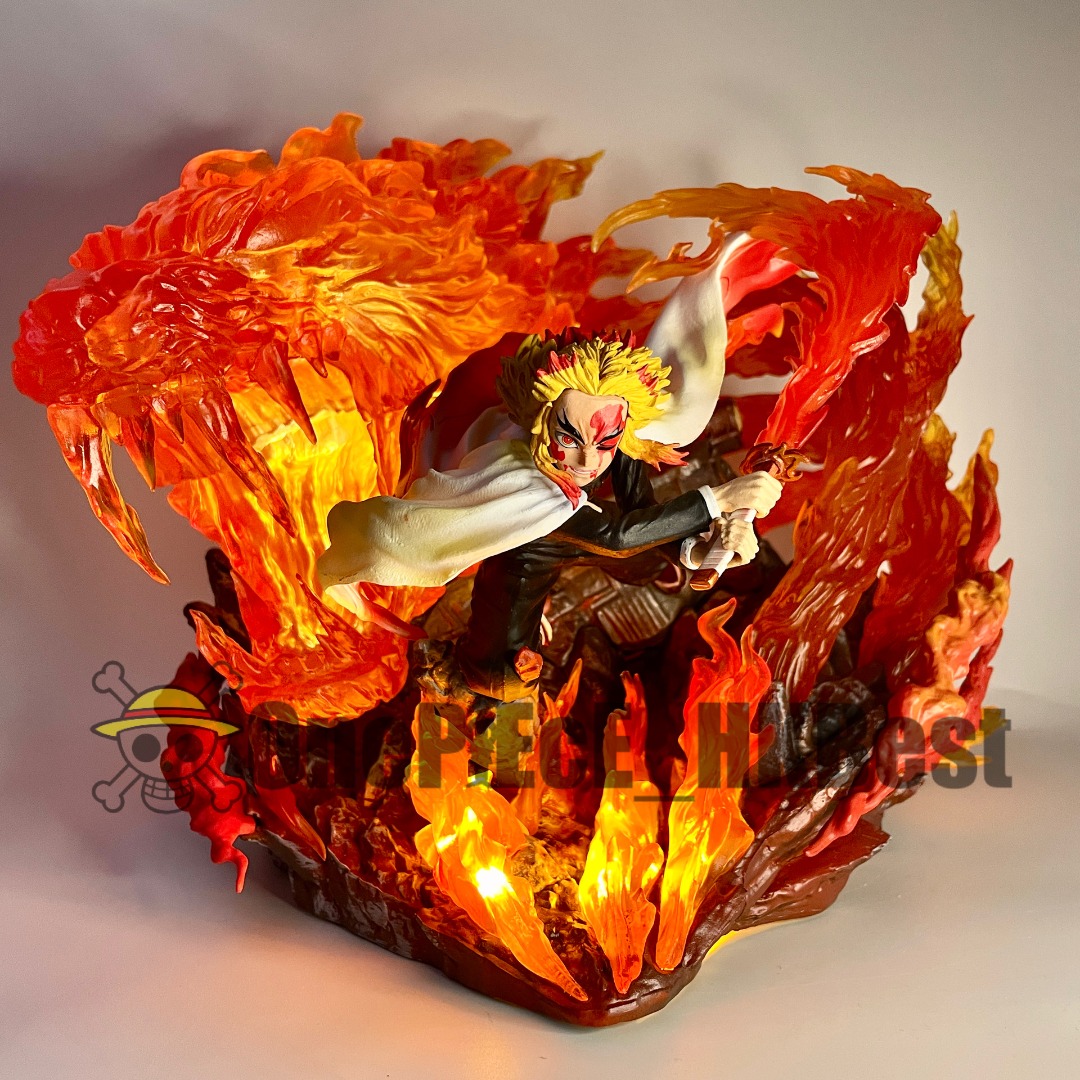鬼滅之刃 Demon Slayer 炎柱 煉獄杏壽郎 無限列車篇 炎之呼吸 伍之型 炎虎 炎柱(27cm) [可亮燈 雙頭雕], 興趣及遊戲 ...
