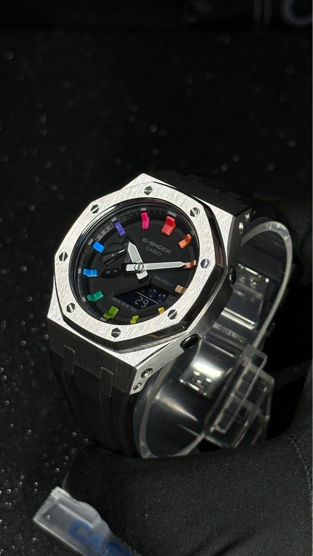 Original CasiOak GA 2100 in stainless steel bezel and custom