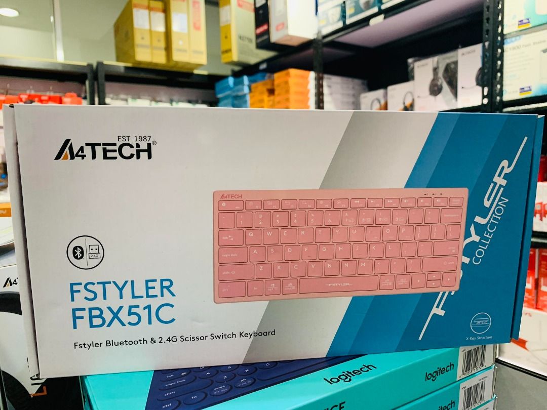 A4Tech Fstyler FBX51C Bluetooth & 2.4G Scissor Switch Keyboard Baby ...
