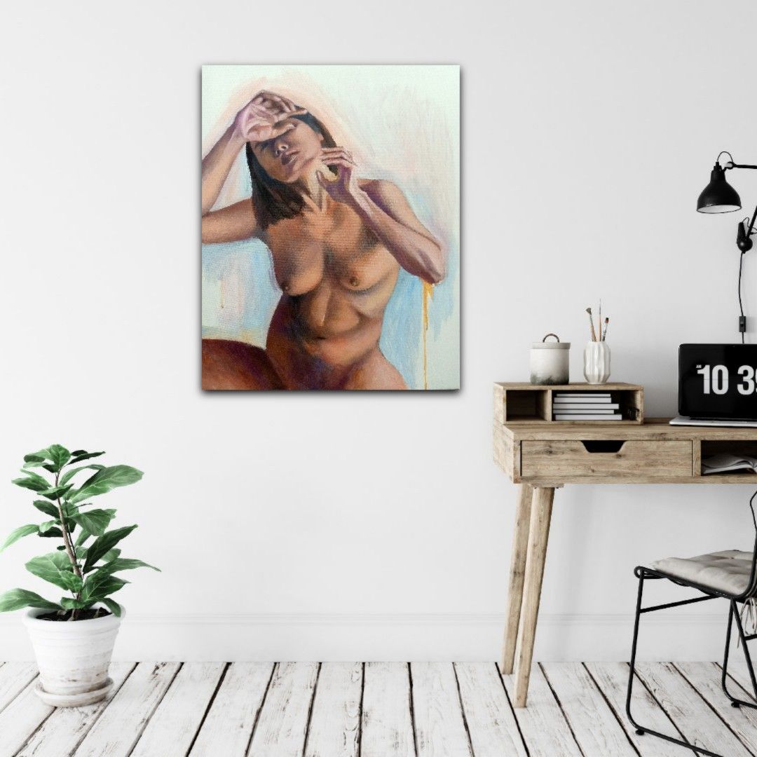 nude painting (Category: Art & Prints) located in Iloilo. Submitted by bernacerangela (Listing ID 1239757704, Image 3). Description: Title: the woman (nude series) Size: 22x28 inches Medium: acrylic on canvas 2023 -ready to hang -my original painting -canvas stretched on wood framed -include certificate of authenticity (COA) -varnished -accept shipping (LBC) I also do painting commission, message me if you're interested. #painting #art #sale.