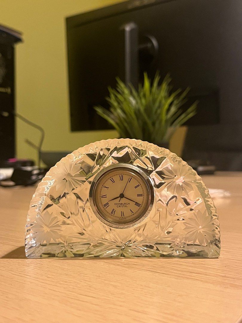 Antique Edinburgh Crystal Clock, Furniture & Home Living, Home Decor