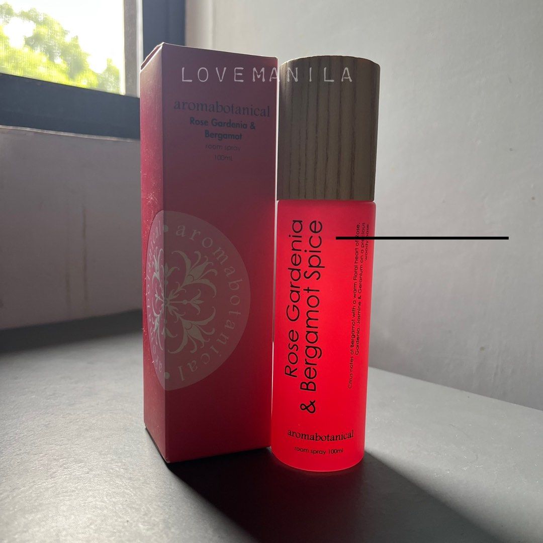 AROMA BOTANICAL ROOM SPRAY 10OML (Category: Home Fragrance) located in Manila. Submitted by lovemanila (Listing ID 1239750057, Image 2). Description: Aroma Botanical Rose Gardenia & Bergamot Spice -with box -RFS: decluttering DM/Chat for questions.