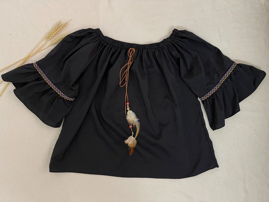 Black Off Shoulder Baggy Short Sleeve Top