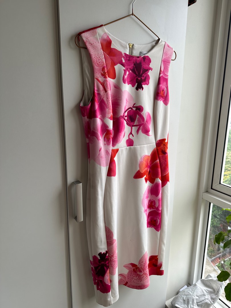 Calvin klein pink floral dress outlet