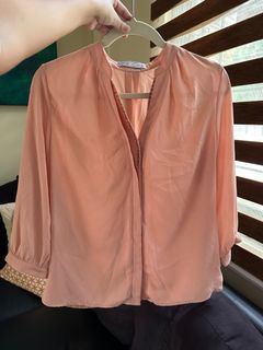 Calypso Peach Longsleeve Blouse