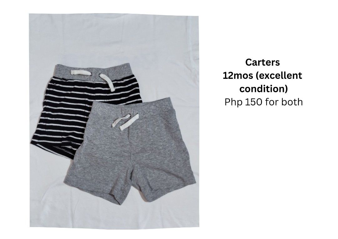 Carters Baby Boys Shorts Set (Category: Babies & Kids Fashion) located in Paranaque City. Submitted by ysabelscorner (Listing ID 1239800059, Image 1). Description: SF co buyer (Lalamove / Grab) MOP Gcash Pick-up location: Paranaque *Selling low. Migrating Dec 2023. Help me declutter :)*.
