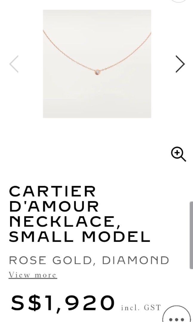 Cartier D amour Necklace Rose Gold S. Luxury Accessories on
