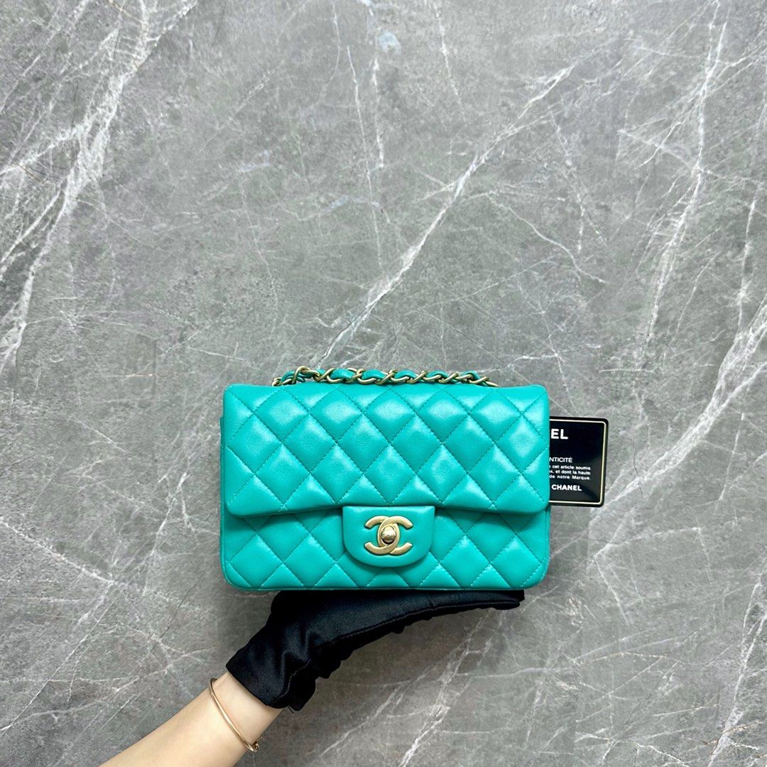 Chanel Classic Flap Mini Rectangular Lambskin Tiffany Blue GHW No 27,  Luxury, Bags & Wallets on Carousell
