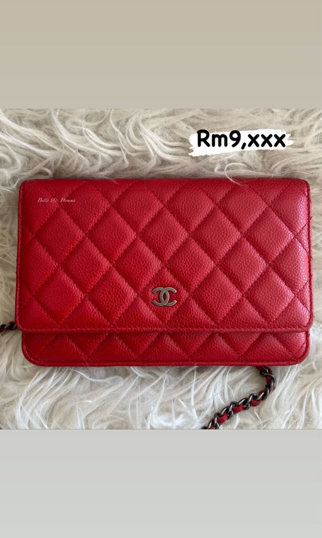 Chanel wallet red 2025 caviar