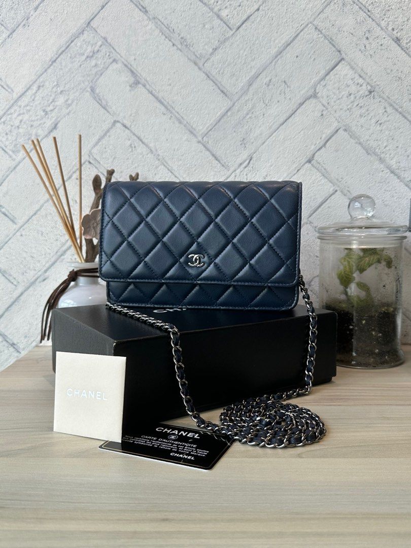 Chanel wallet on chain blue outlet
