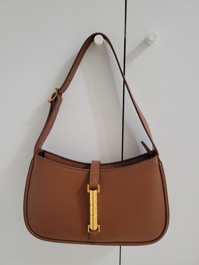 Brown Cesia Metallic Accent Shoulder Bag - CHARLES & KEITH US