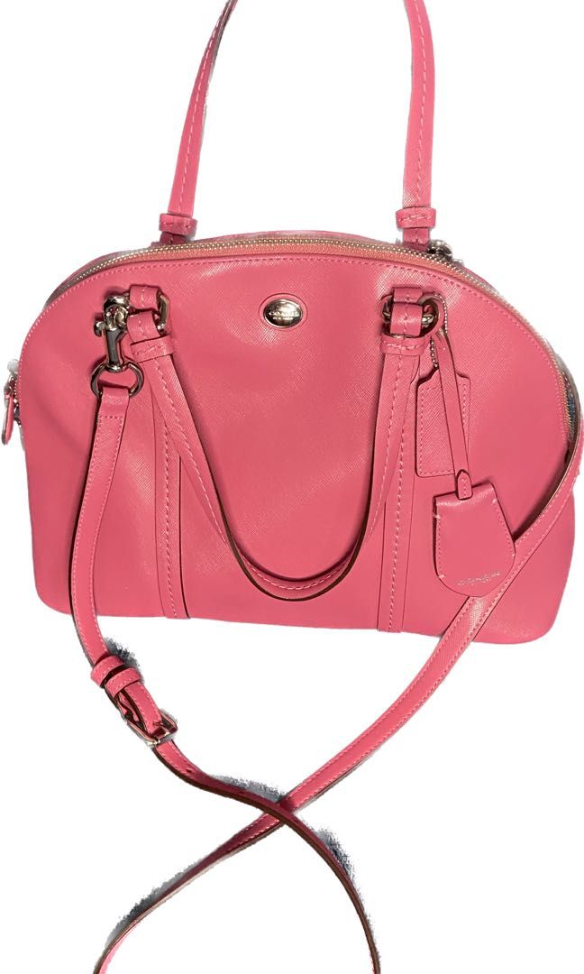 Coach Peyton hot Cora Dome Strawberry Pink Leather Satchel Shoulder Bag