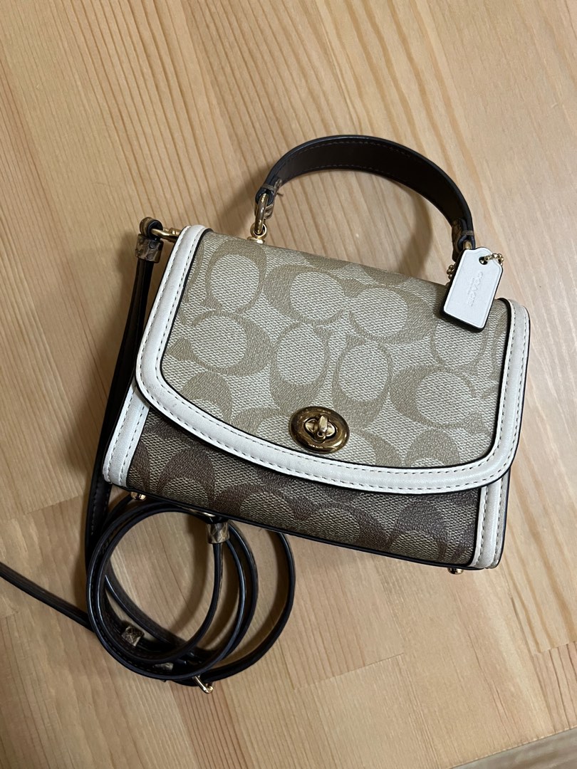 AUTHENTIC Coach Micro Tilly Top Handle In Blocked Signature Canvas