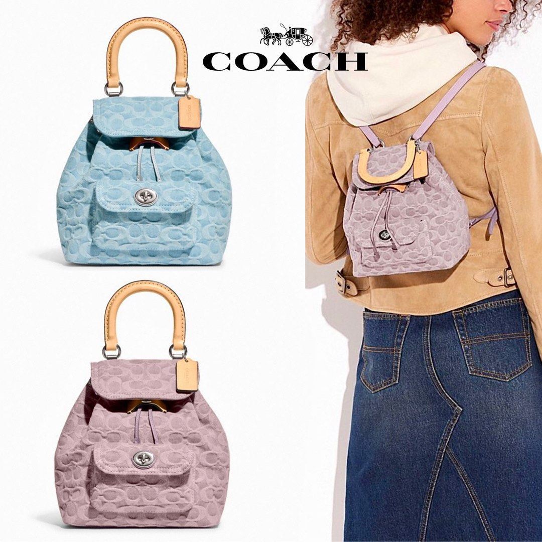 Coach top backpack denim