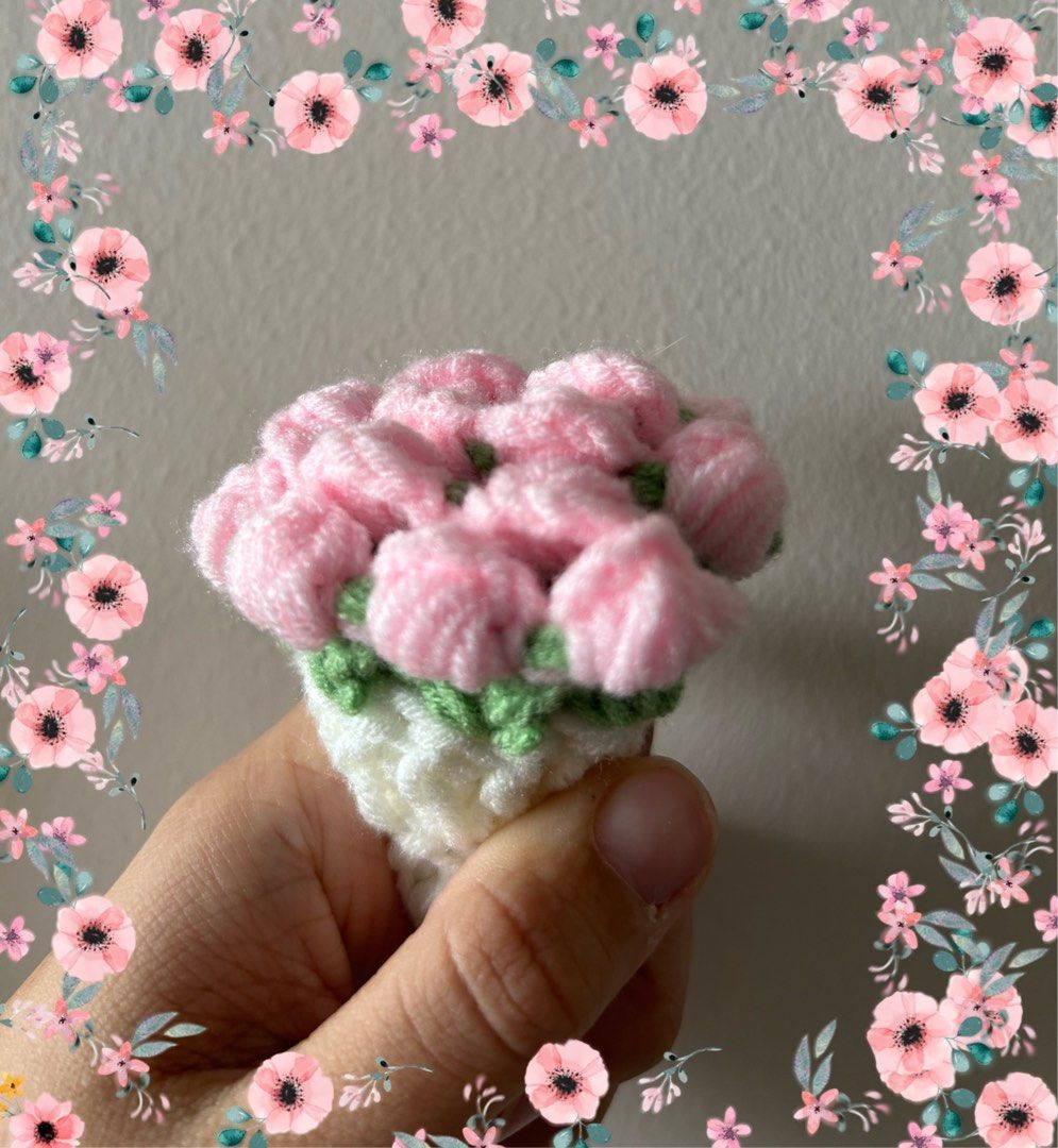 Crochet mini flower bouquet, Hobbies & Toys, Stationery & Craft ...
