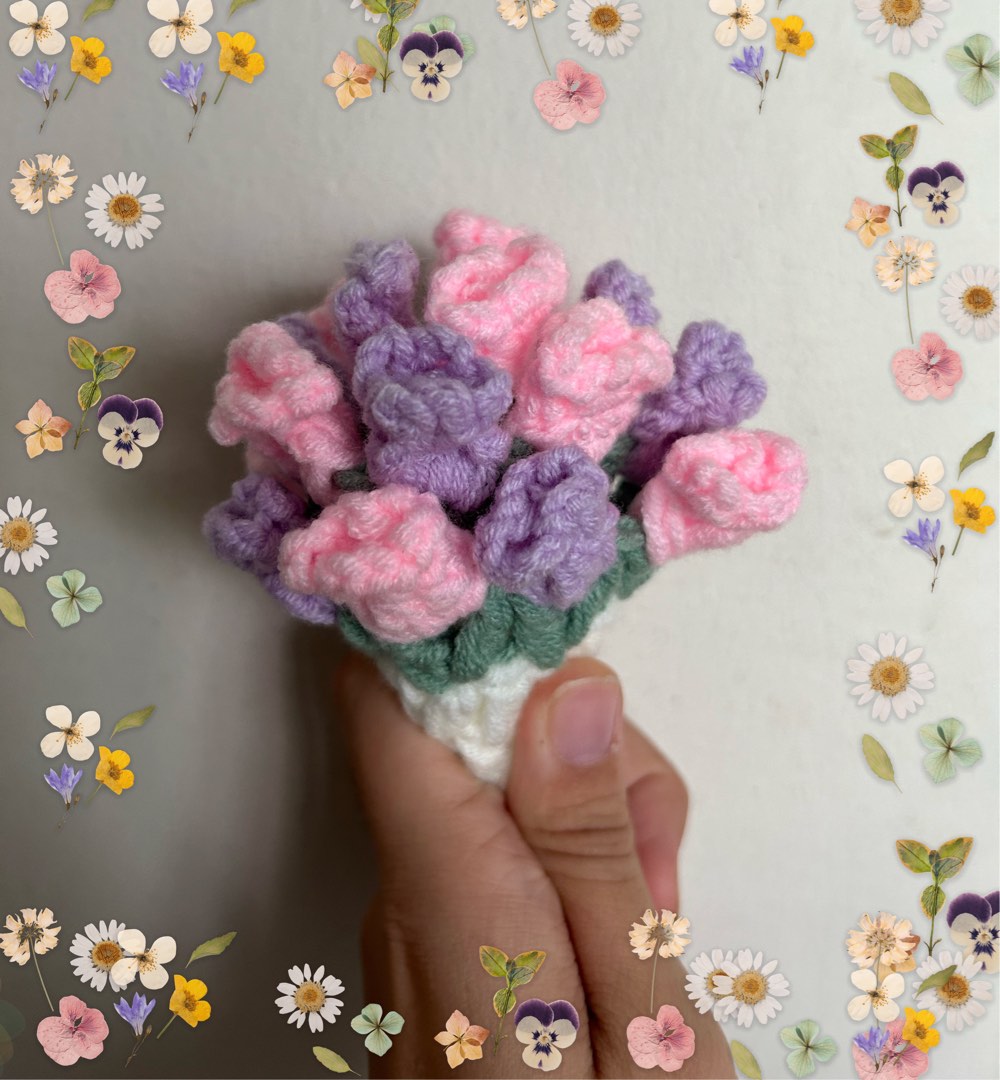 Crochet mini flower bouquet, Hobbies & Toys, Stationery & Craft ...