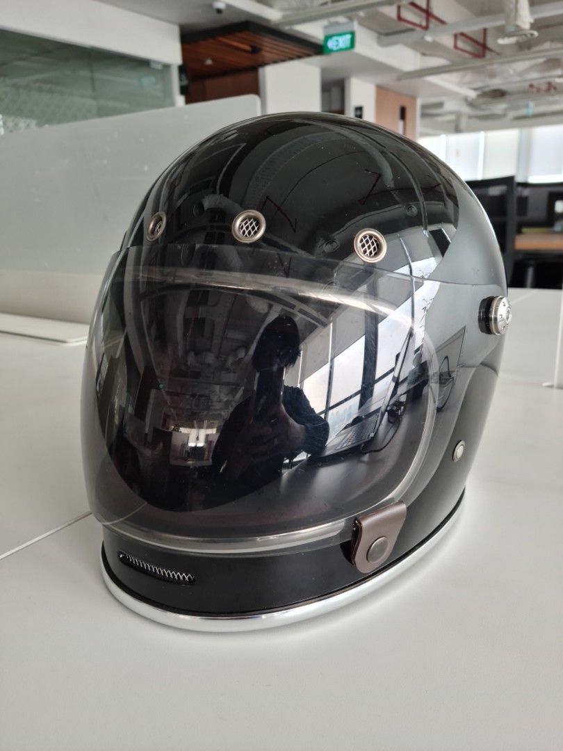 Custom Retro Vintage Full Face Helmet Size XL (62cm), Motor di Carousell