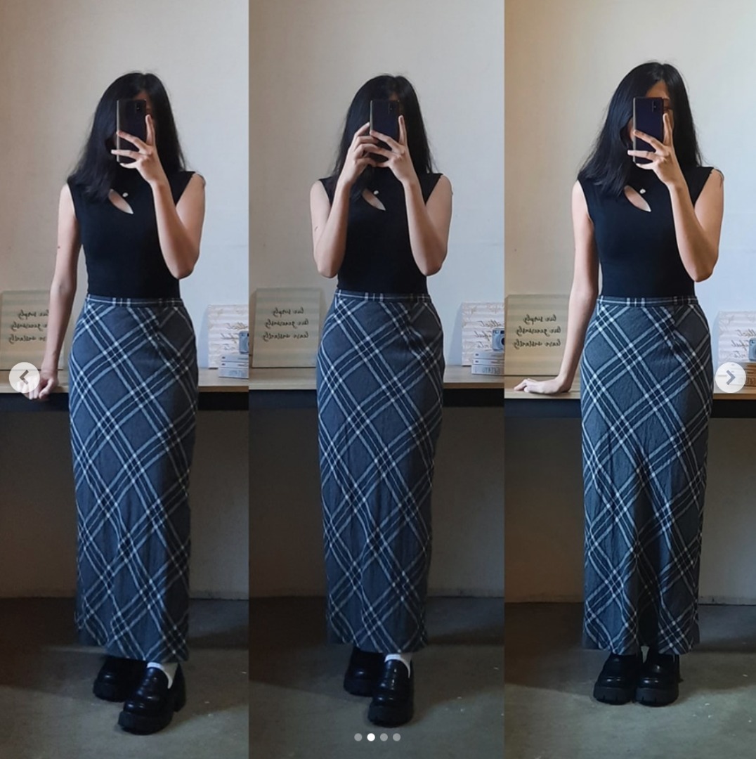 Bias plaid maxi skirt hot sale