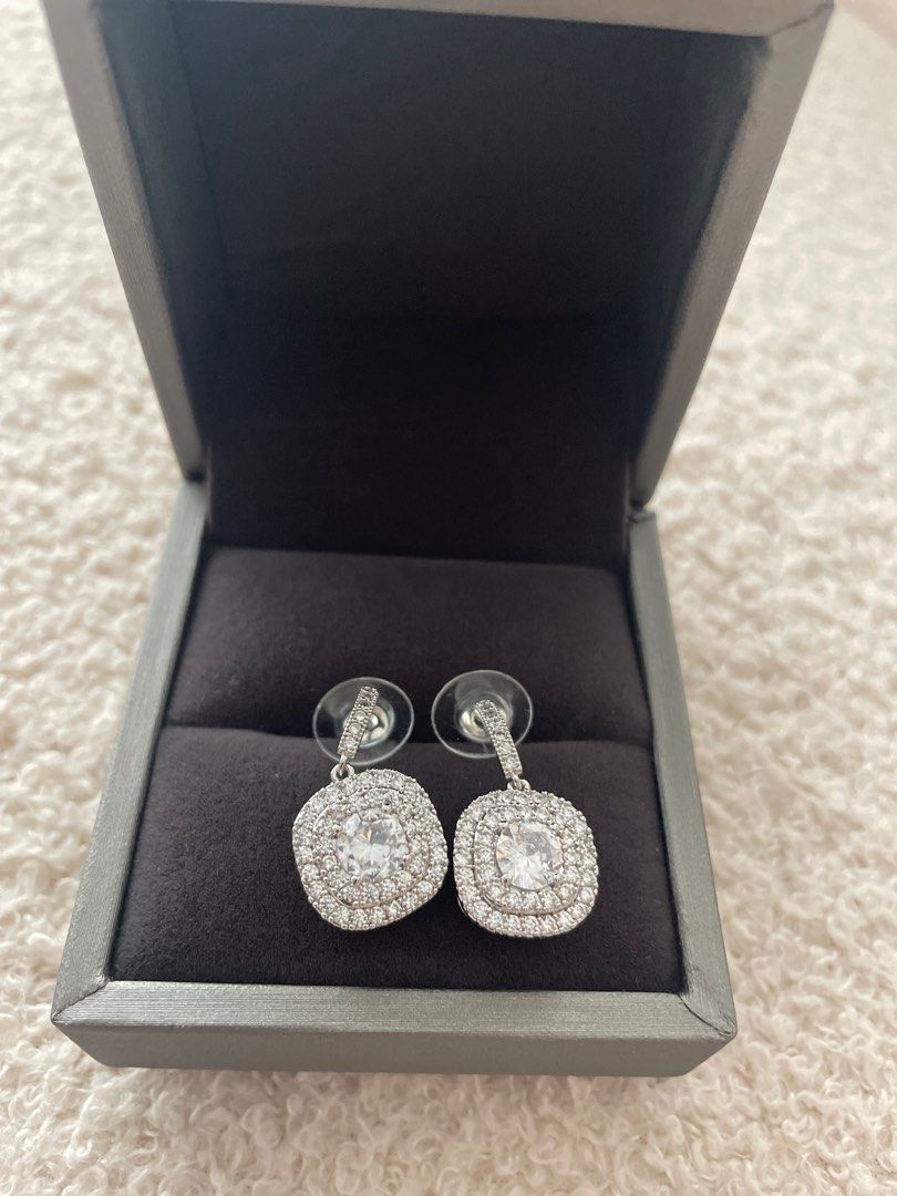 White gold diamante earrings hotsell