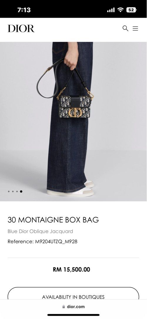 30 montaigne box bag blue dior oblique jacquard