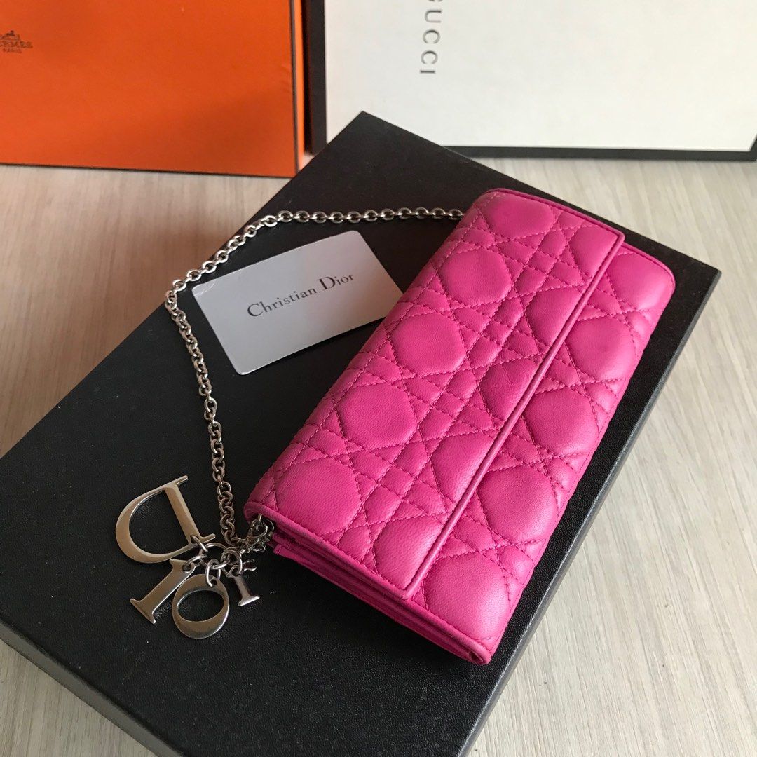 LADY DIOR POUCH LAMBSKIN IN ROSE POUDRE, Women's Fashion, Bags & Wallets,  Purses & Pouches on Carousell