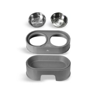 Elevated Dog s Bowl Stainless Steel Duo Bowl Design with Leakage