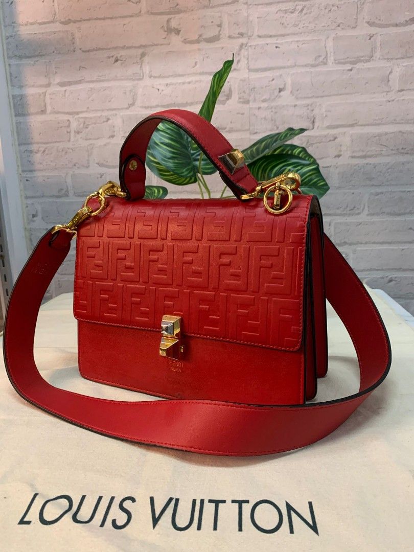 Fendi Kan Red Zucca Shoulder Bag, Luxury, Bags & Wallets On Carousell
