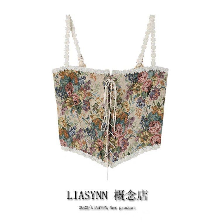 floral corset top, Women's Fashion, Tops, Sleeveless on Carousell