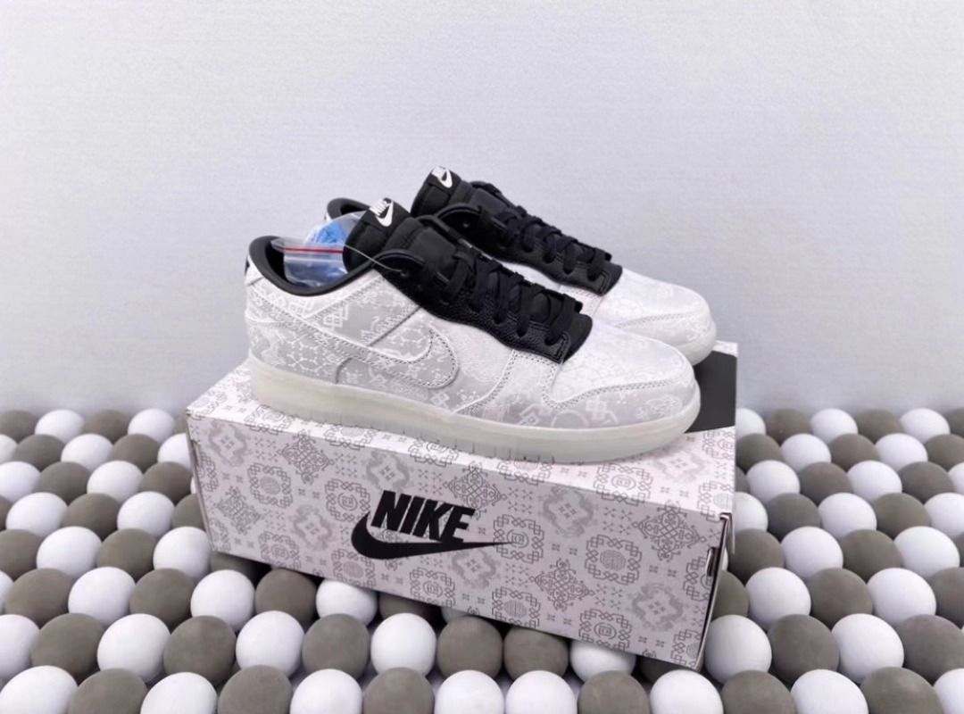 ⚡Fragment Design x CLOT X Nike Dunk Low 白絲綢三方聯名潮流復古