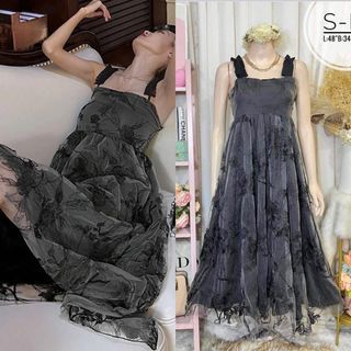 Gothic Black Mesh/Tulle Formal Long Fairy Dress