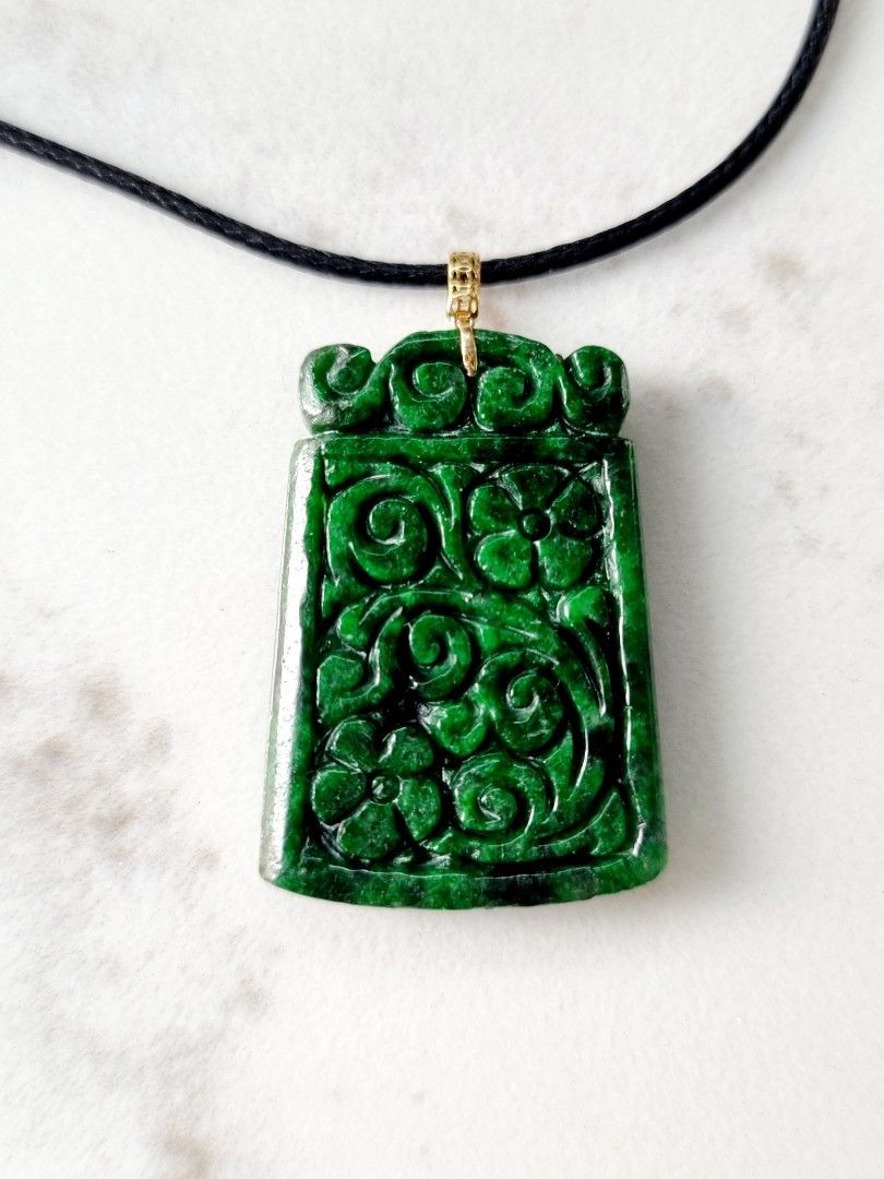 Carved on sale jade necklace