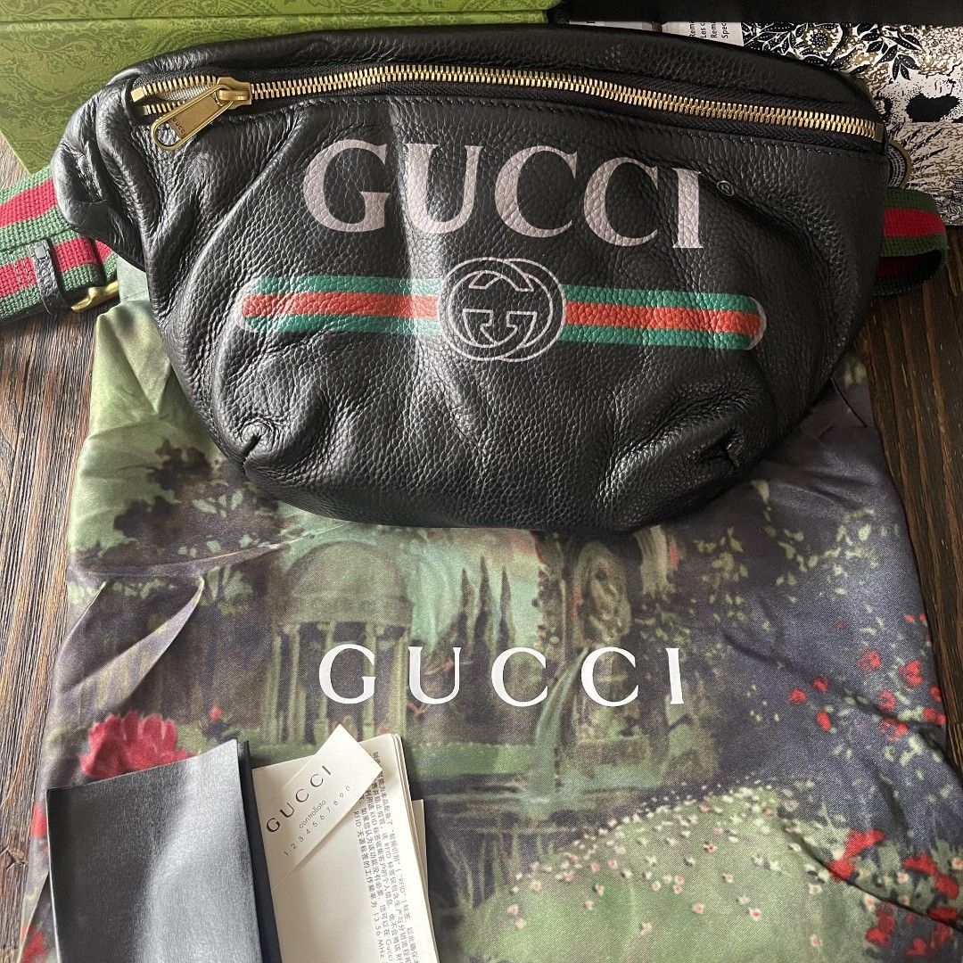 Gucci Print Belt Bag Vintage Logo Medium Black