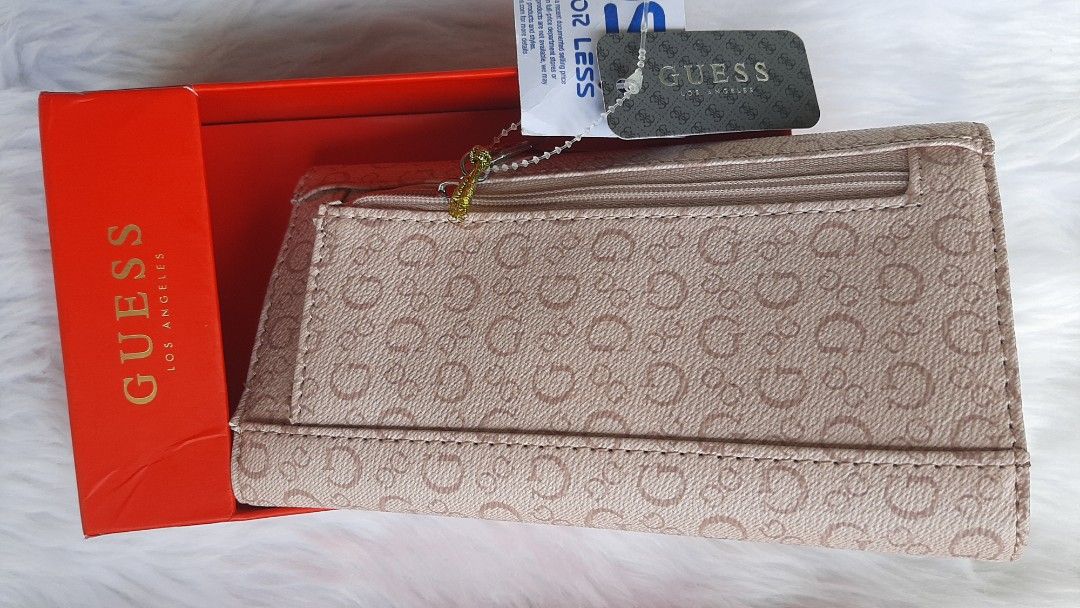 GUESS MEDIUM TRIFOLD WALLET WITH BOX MONO PINK on Carousell