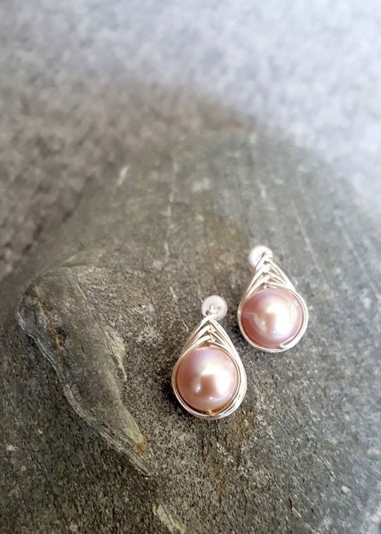 Real pink clearance pearl earrings
