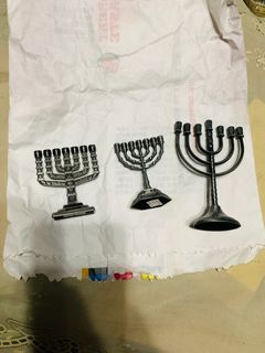 Miniature Hanukkah Hannukah Menorah Brass Candelabra Candle Holder Stand Authentic from Holy Land Israel