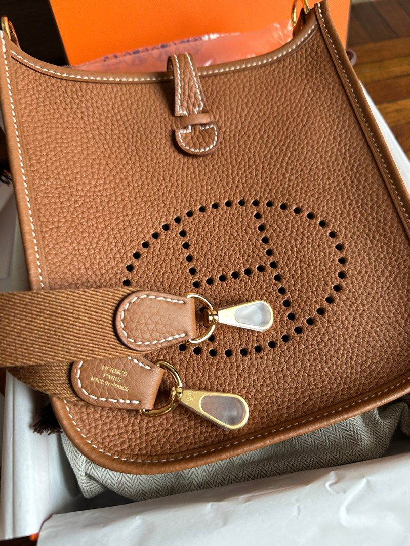 Hermes Bag Evelyne Bag TPM Mini Etain Clemence Cuivre Strap