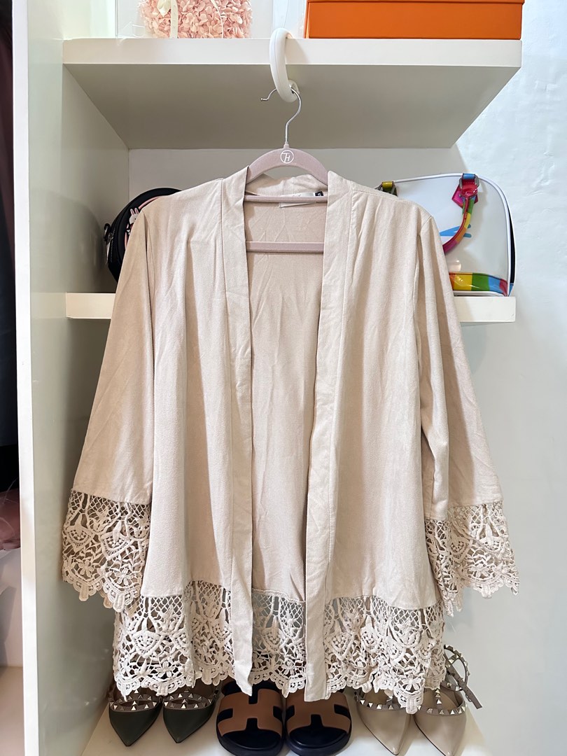 HIP CULTURE BEIGE KIMONO CARDIGAN Women s Fashion Coats Jackets