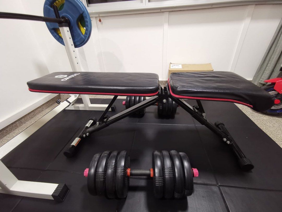 Gym bench outlet and weight set