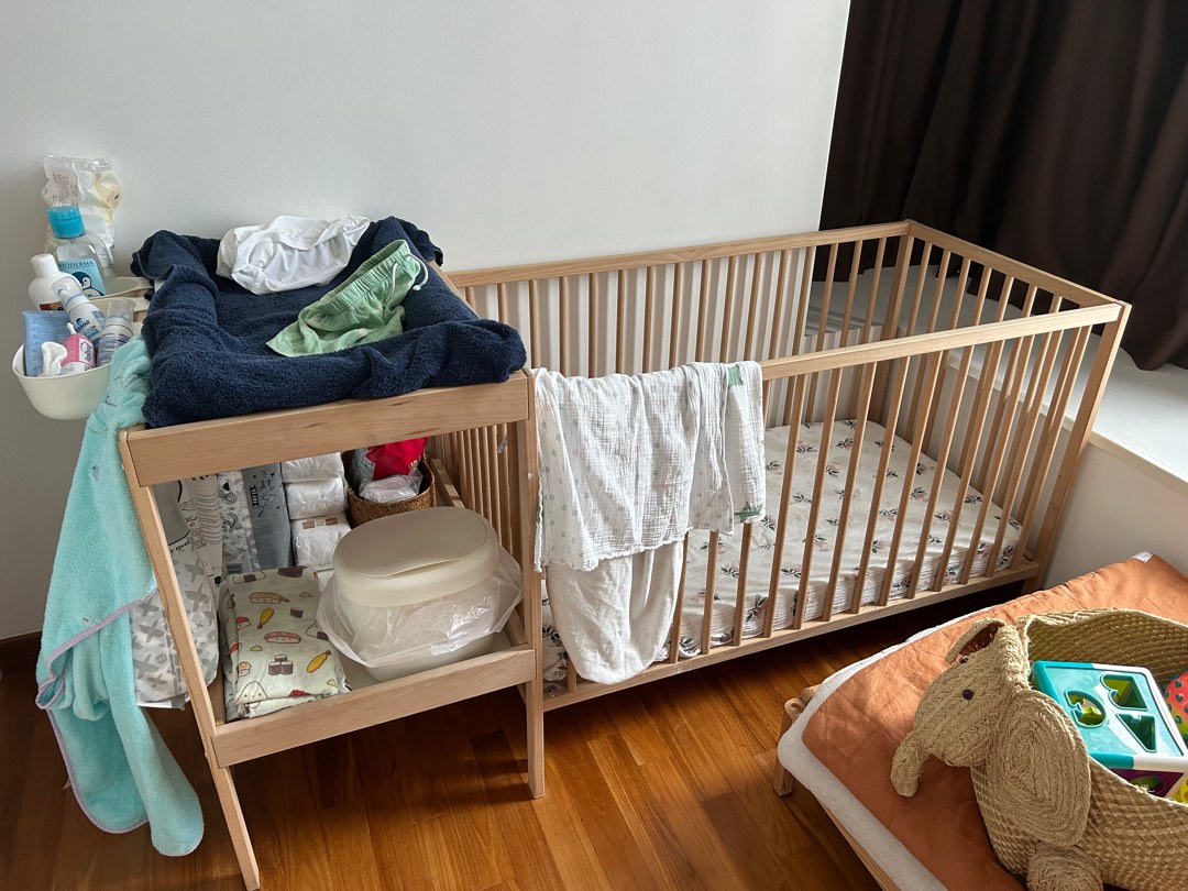 IKEA baby cot + changing table, Babies & Kids, Baby Nursery & Kids