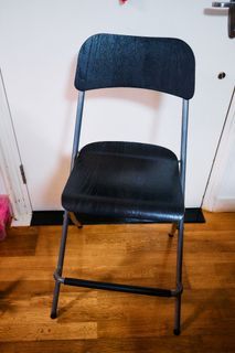 IKEA FRANKLIN bar stool with backrest, foldable, black 吧枱凳