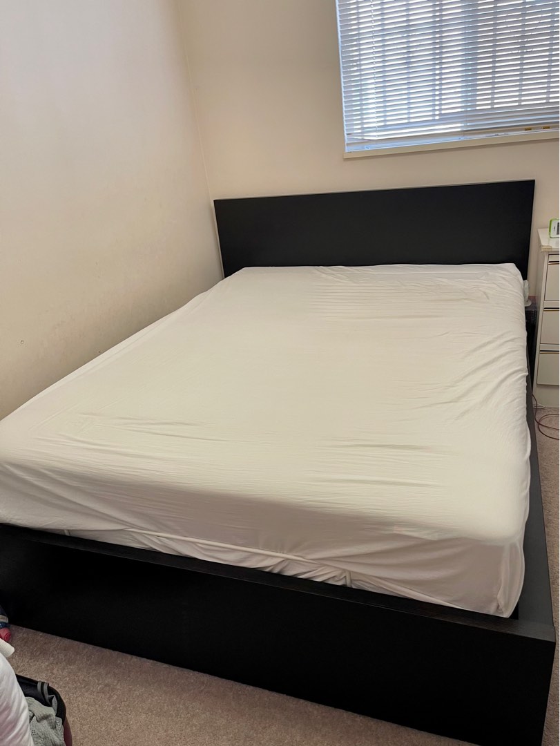 IKEA Malm pull up storage bed frame ( Queen), Home & Furniture on Carousell
