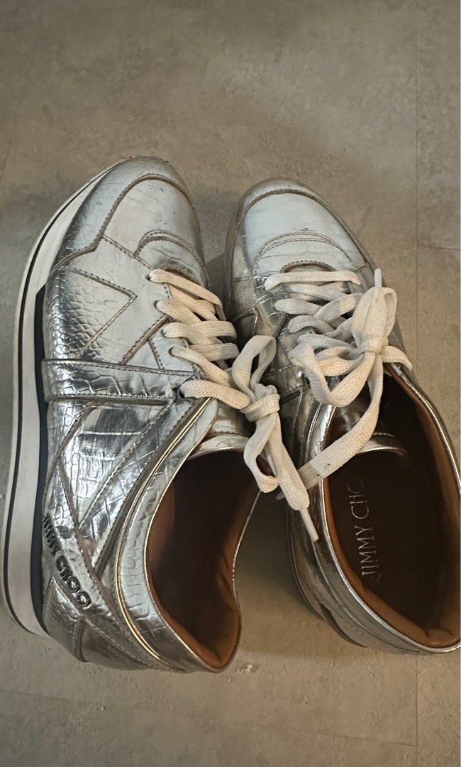 Jimmy choo silver sneakers hot sale