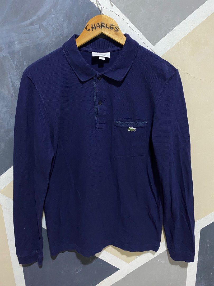 Lacoste navy long sleeve polo shirt clearance