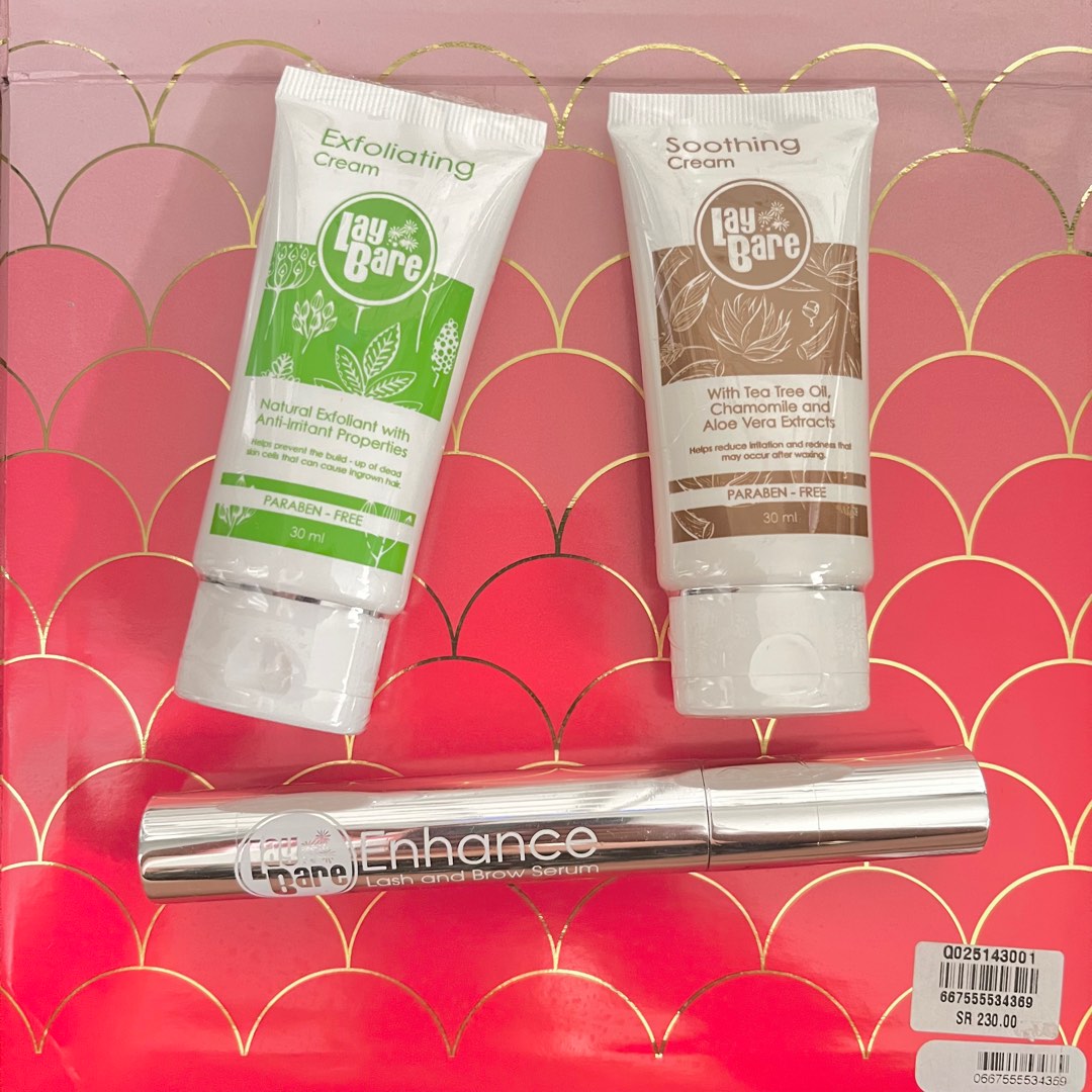 LayBare Soothing Cream, Exfoliating Cream, Lash and Brow Serum, Beauty