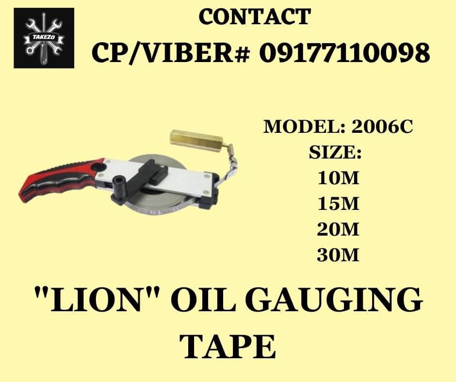 LION OIL GAUGING TAPE (Category: Industrial Equipment) located in Manila. Submitted by joeyroque09 (Listing ID 1239766646, Image 1). Description: Mod: 2006C PAGE: TAKEZO INDUSTRIAL SUPPLY Contact for more info: 0️⃣9️⃣1️⃣7️⃣7️⃣1️⃣1️⃣0️⃣0️⃣9️⃣8️⃣ Locations: ❗️Takezo Industrial Supply Manila office: 1268 Narcisa St. corner Mayhaligue Abad Santos, Manila. ❗️Cavite Office Address: Tabon 1, Centennial Road Highway, behind the Phoenix Gasoline Station, 