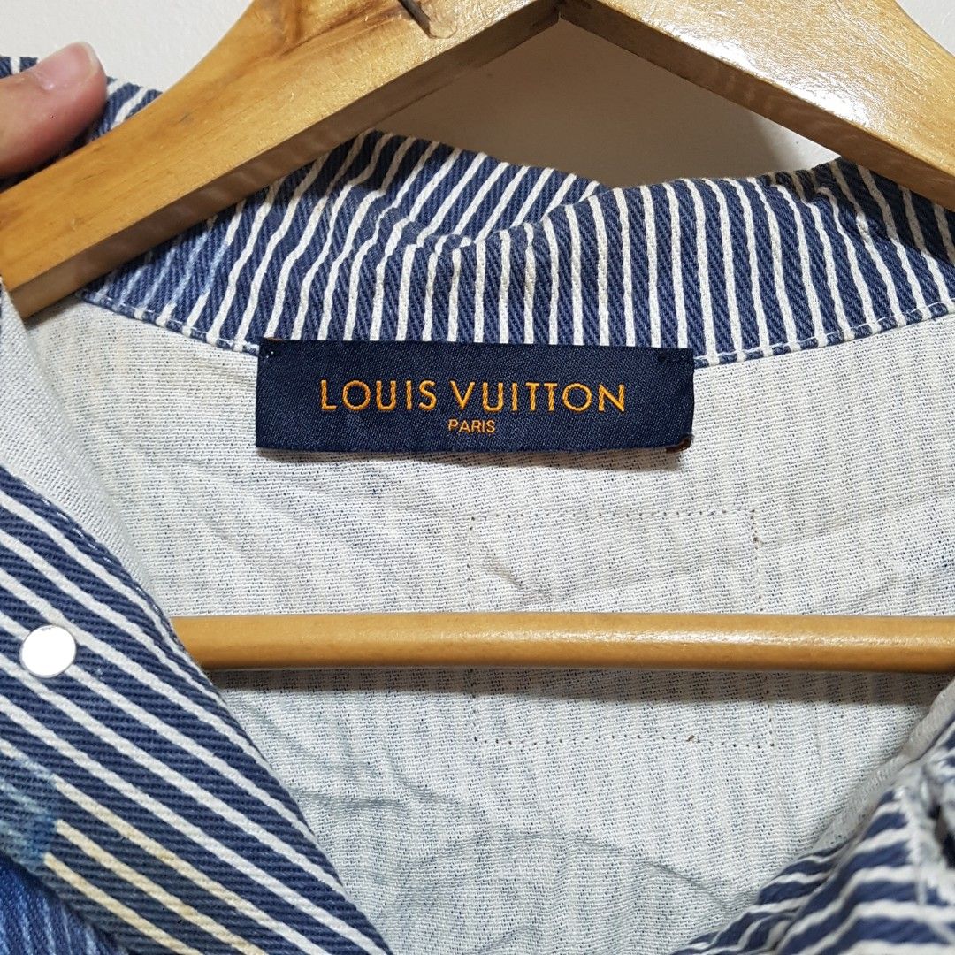 Louis Vuitton Blue Striped Monogram Jacquard Button Front Shirt XL