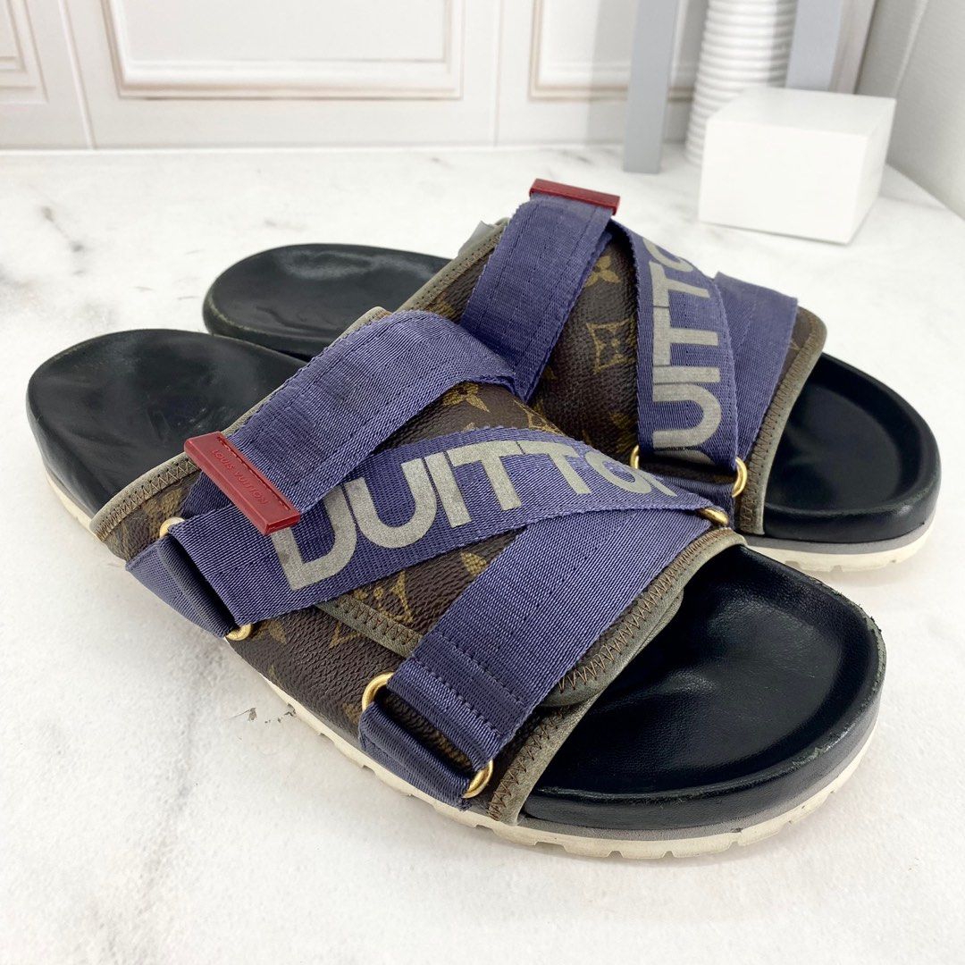 Louis Vuitton Honolulu Mule Sandals Blue Brown Black