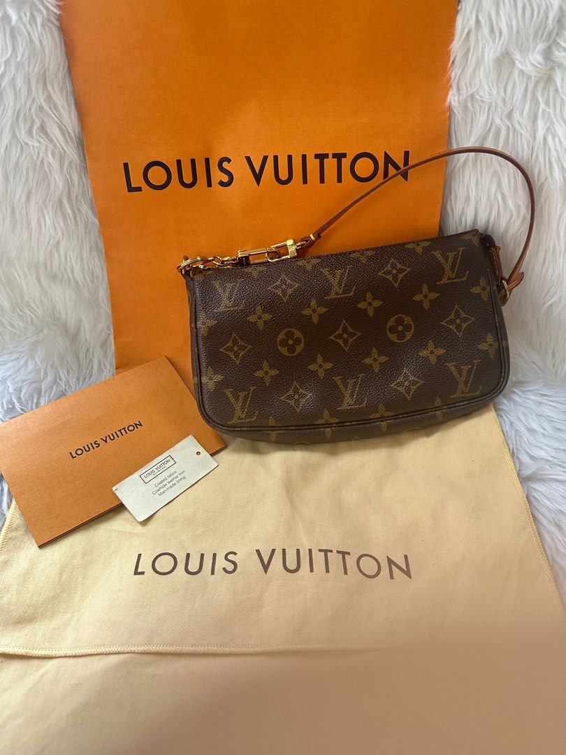 LV monogram pochette (dust bag), Luxury, Bags & Wallets on Carousell