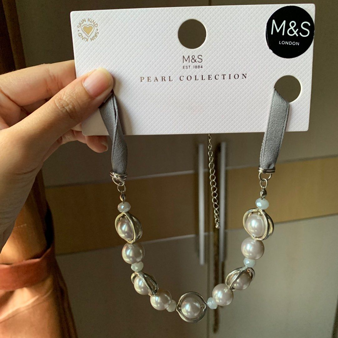 Marks Spencer Pearl Collection Necklace Grey Mix Fesyen